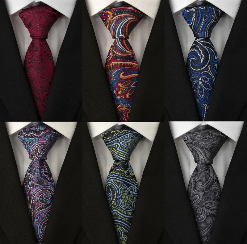Adulove Men's Necktie Classic Silk Tie Woven Jacquard Neck Ties 6 PCS - Image 2